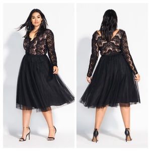 City Chic Rare Beauty Lace Fit & Flare Dress Sz 24